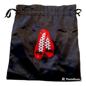 Travel Shoe Bag Black with Red Shoes Reversible White with Black Polka Dots